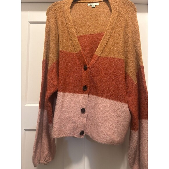 American Eagle Outfitters Oversized Cropped Fall Striped Cardigan Size Medium - Picture 6 of 7